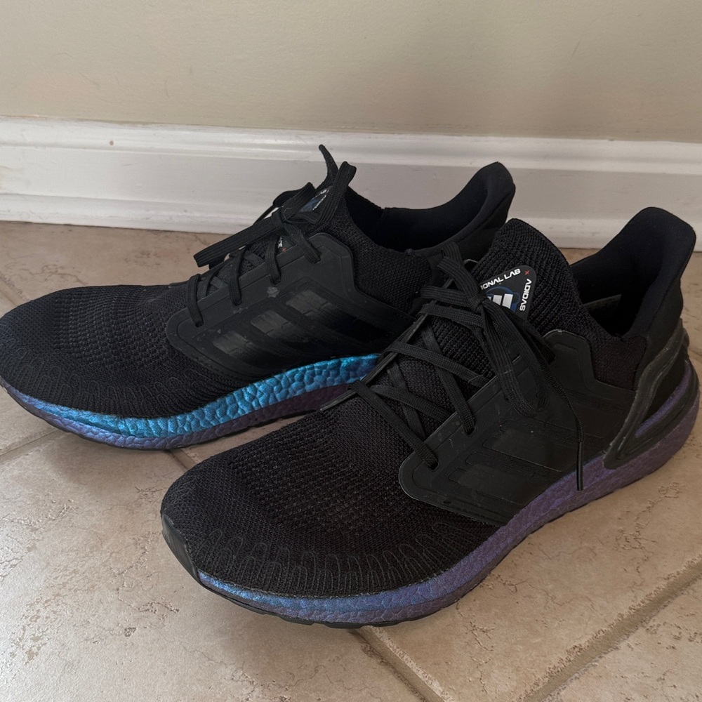 Adidas Men's Black and Blue Athletic Shoes